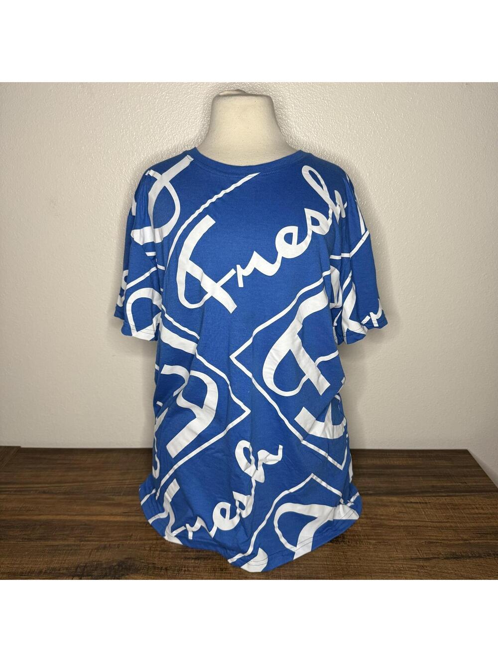 VIBES Blue Graphic 'Fresh' Print T-Shirt Large